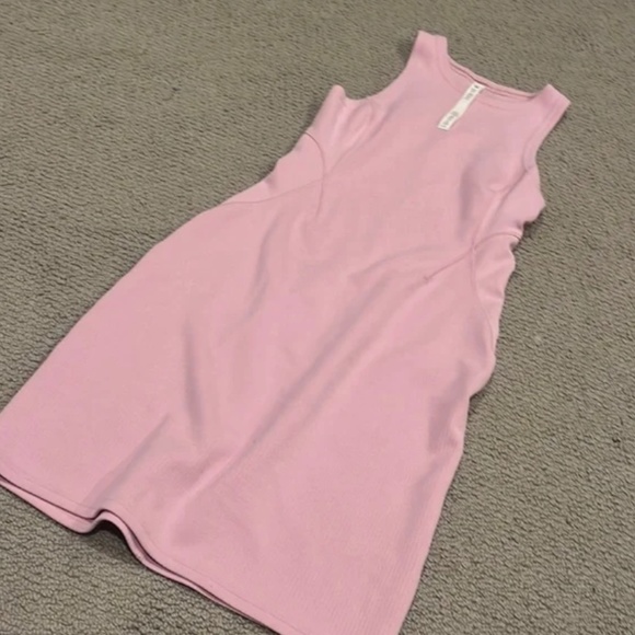 COPY - Lululemon Ribbed Softstreme Slim-Fit Tank Dress Pink Peony Women's Size 4 - Picture 3 of 5